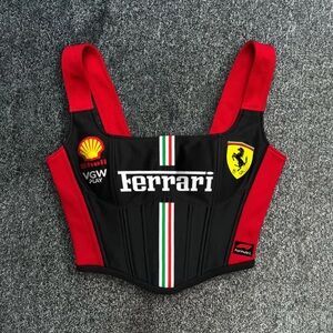 Ferrari Red and Black Logo Corset Top